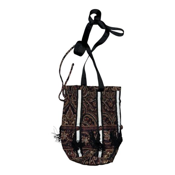 Vera Bradley Mocha Drawstring Bucket OOAK Bag Tassels Vintage 1996 EUC - Picture 1 of 5